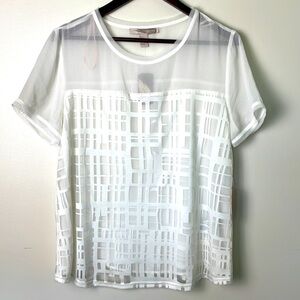 Forever21 Contemporary White Geometric Blouse. Size Large